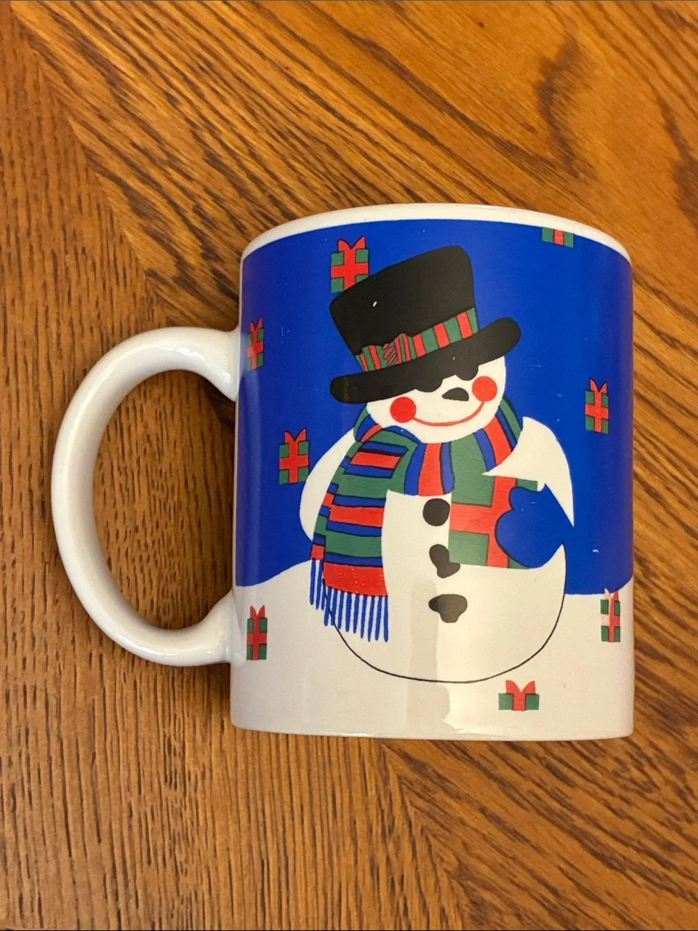 Classic Blue Snowman Holiday Mug